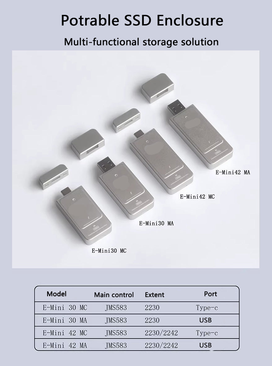 2230/2242 NVMe SSD Enclosure for Steam Deck, ROG Ally, Mac and USB-C Devices